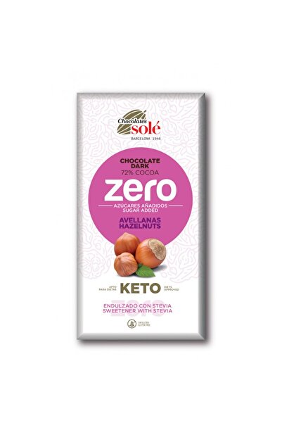 Chocolates Sole Ciocolata neagra cu alune de padure cu stevie, minim 72% cacao, 100g