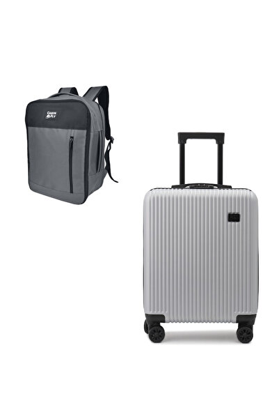 CABINFLY Set Ryanair Priority Travel Trolley Cabin Gri 55x40x20 cm + Rucsac G...