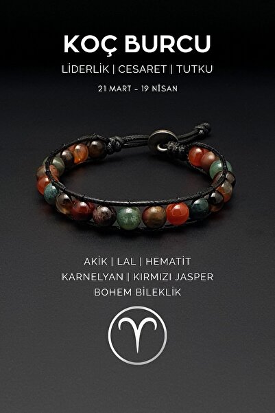 Seven Art Jewelry Aries Zodiac Natural Stone Bohemian Bracelet, Men's Zodiac ...