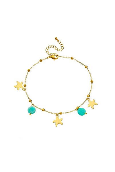 Pursehuit Brățară de gleznă aurie din oțel inoxidabil, suflată cu aur de 18k,...