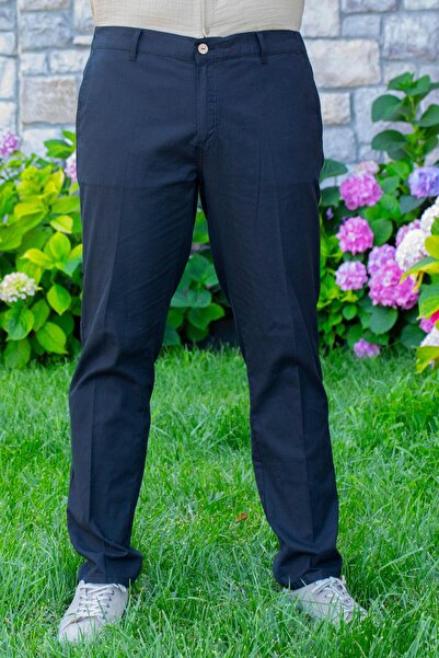 Eliş Şile Bezi Чоловічі літні штани з бавовняної тканини з фланелевими ґудзиками, синього кольору Lcvt