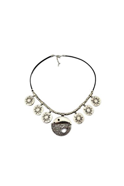 Pursehuit Κολιέ σε ασημένιο χρώμα, σε στυλ χίπη, με νομίσματα, Olesja C8