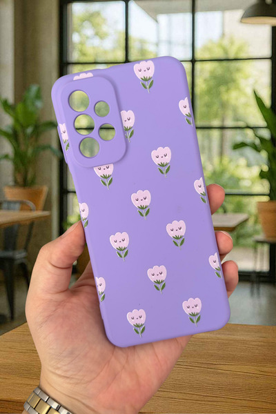 Vip Case Samsung Galaxy A23 Uyumlu Mini Lale Desenli Silikon Darbe Emici Klas...
