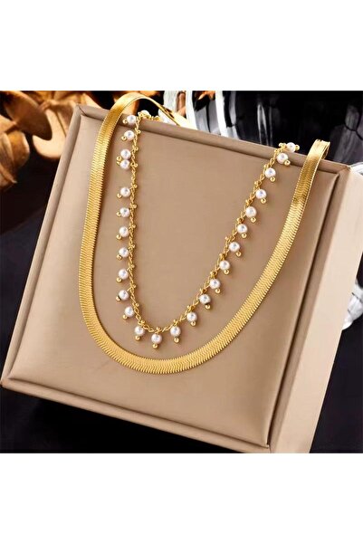 Pursehuit Χρυσό κολιέ, κατασκευασμένο από ανοξείδωτο ατσάλι, σε 2 στρώσεις, μ...