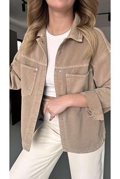 Sezgi Tekin Cep Detay Vison Яке от габардин, което може да се пере