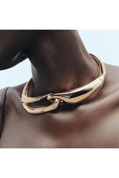 Pursehuit Colier tip choker, auriu, zale interconectate, Myrra C3