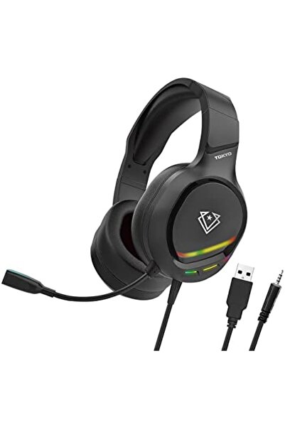 VERTUX سماعة رأس للألعاب مزودة بميكروفون، عازلة للضوضاء، ومكبرة للصوت - طوكيو بلاك