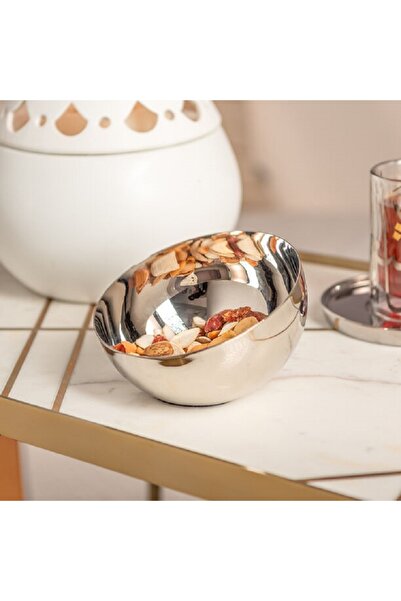 Dallaty وعاء مكسرات أولفا من الفولاذ الفضي