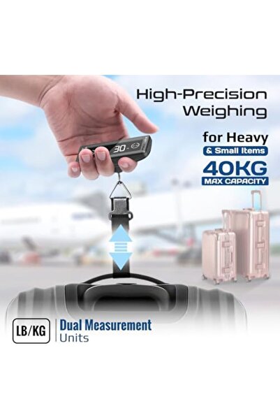 Promate Travel Luggage Scale with Touch Screen LCD, 40kg Max Capacity, Compact Digital Suitcase Weig