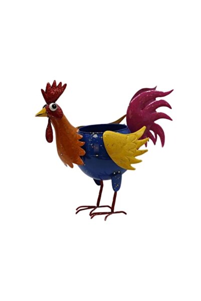 hectarul Decorative Painted Metal Pot - Rooster, 46 x 22 x 45 cm