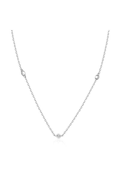 Pursehuit Κολιέ από ασήμι 925, επιπλατινωμένο με ρόδιο, με πέτρες ζιργκόν, Ni...