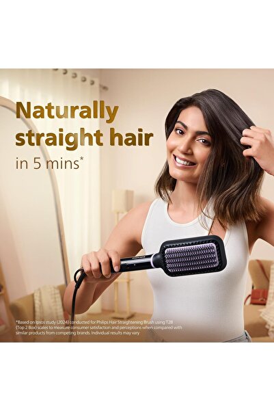 Philips Thermal Straightening Brush BHH880/10 with Heat Protection Technology (Black)