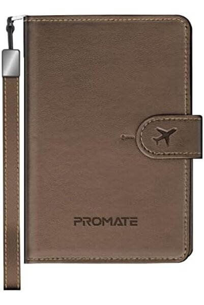 Promate Smart Leather Passport Holder with RFID Protection