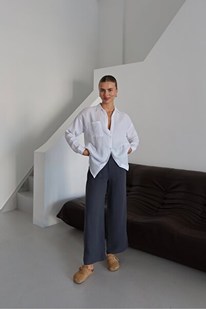 Patreon Cepli Oversize Müslin Gömlek