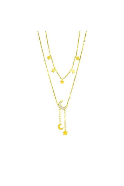 Pursehuit Colier auriu, realizat din oțel inoxidabil, suflat cu aur de 18k, c...