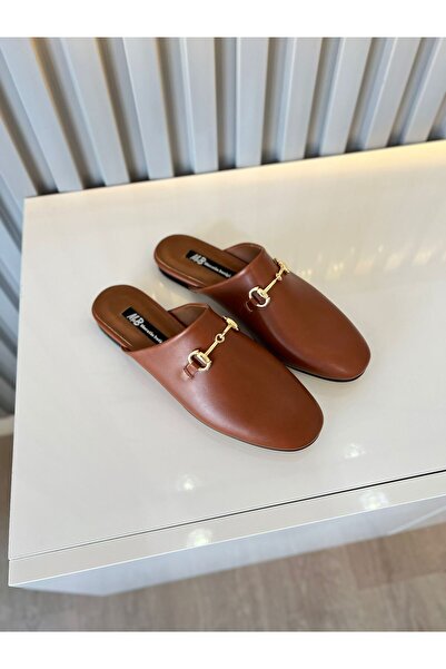 M&B Gold Buckle Women's Slippers. Flat Sole, Large Size