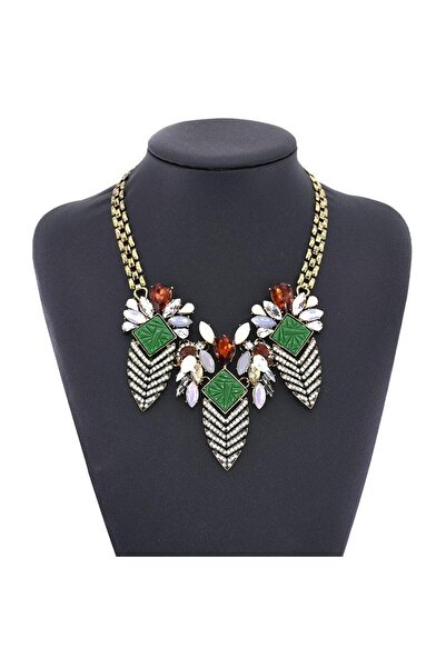 Pursehuit Colier auriu, cu flori și pietre, Elida C2