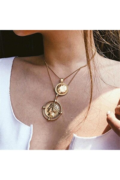 Pursehuit Colier auriu, 2 straturi, cu monede, Shirley C12