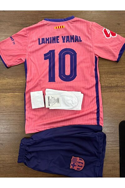 yenteks Barcelona 2024/2025 Lamine Yamal Turuncu Çocuk Forma Takımı ( Çorap+B...