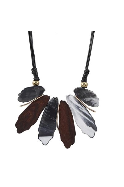 Pursehuit Colier negru, cu piese bordo și gri, Mavis C1