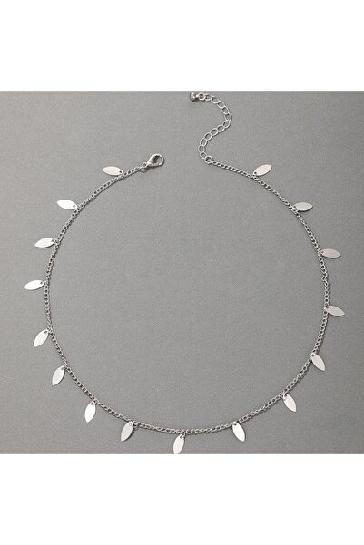 Pursehuit Κολιέ σε ασημένιο χρώμα, με φύλλα, Selka C11