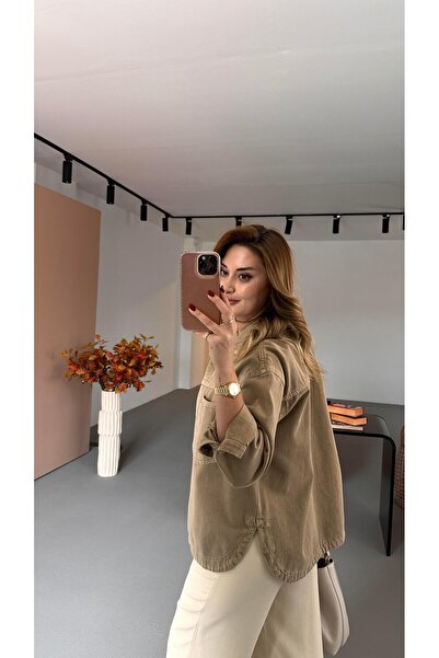 Sezgi Tekin Cep Detay Vison Яке от габардин, което може да се пере