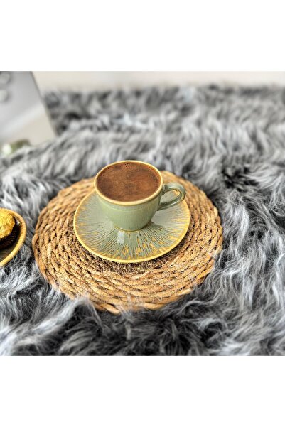 naturelseramikk Kahve Fincanı 1 Fincan 80 Cc 1 Tabak 12 Cm 2 Parça Seramik Fincan Seti