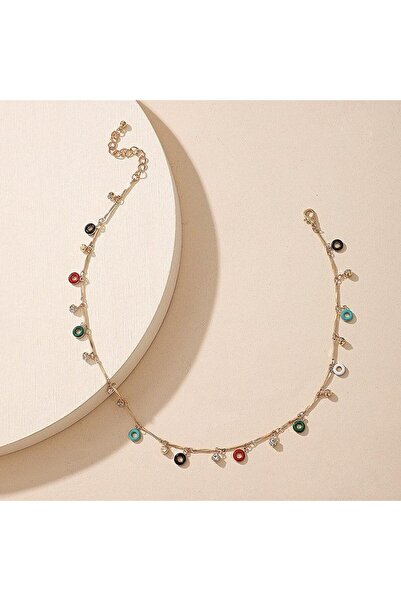 Pursehuit Golden necklace, with colored circles, Severina C12