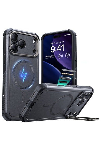 ESR Case for IPhone 17 Pro Max, Cyber Armor Kickstand, Gray