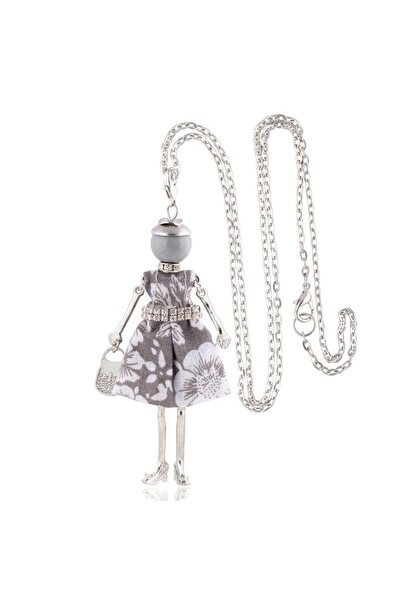 Pursehuit Colier argintiu, pandantiv păpușă gri, Nel C1