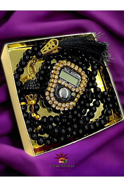 Hurma Kervanı Taşlı Çift Düğmeli Zikirmatik ve Tesbih Seti Kutulu 1 Adet