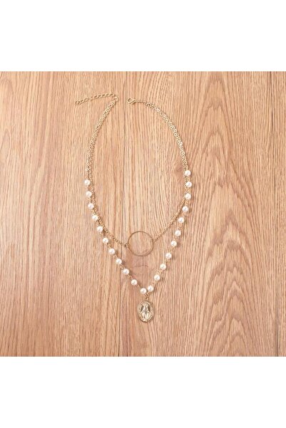 Pursehuit Colier cu 2 straturi, auriu, cu perle, Konradina C9