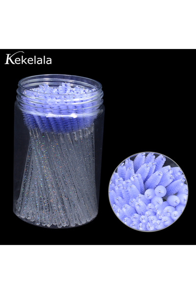 Choice10 فرشاة تمديد الرموش مع علبة ماسكارا للحواجب والرموش من الخزامى في زجاجة، 50 قطعة/زجاجة