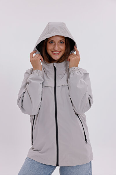 Montland Women's hooded nova fabric stylish seasonal water and windproof raincoat