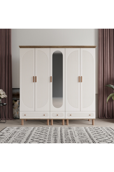 beenal Furkan 5 Kapaklı Gardırop Bohem Dolap 200cm