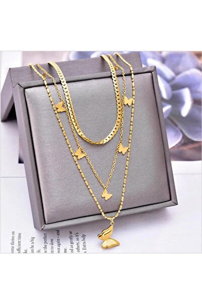 Pursehuit Χρυσό κολιέ, κατασκευασμένο από ανοξείδωτο ατσάλι, σε 3 στρώσεις, μ...