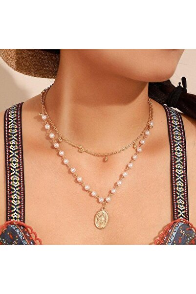 Pursehuit Colier auriu, în 2 straturi, cu perle, Noam C11