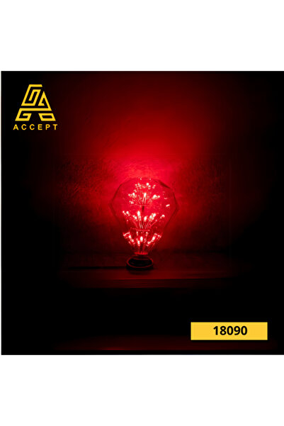 Happy Light Diamond-Shaped LED Bulb 3W with E27 Base, Red Light