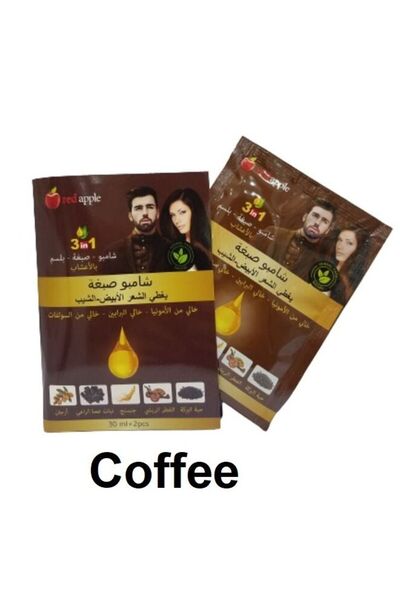 Red Apple شامبو صبغة القهوة الذي يغطي الشعر الرمادي الأبيض