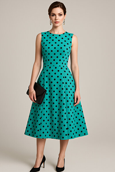 Rich Women's Mint Green Polka Dot Zero Sleeve Dress