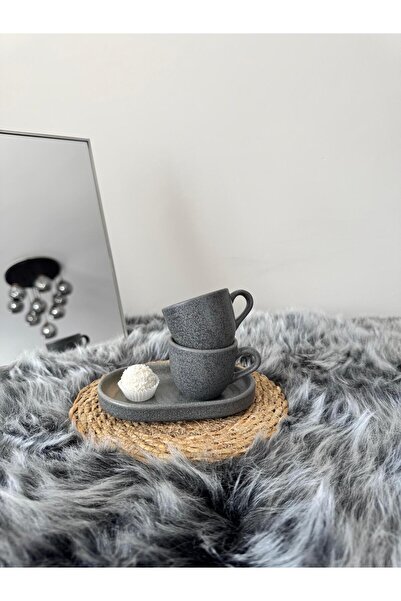 naturelseramikk Kahve Fincanı 1 Fincan 100 Cc 1 Tabak 15 Cm 2 Parça Seramik Fincan Seti