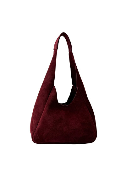 Hobby 26012S-Hakiki Süet Deri Kadın Omuz Çantası