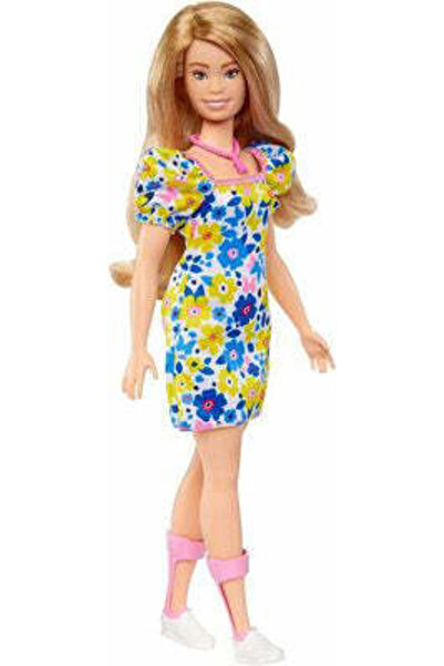 Barbie Păpușa Fashionistas cu sindrom Down și rochie florală, 27 cm