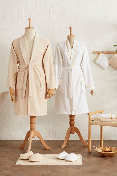 Karaca Home Glory Lurex Οικογενειακό Σετ Μπάνιου 9 τεμαχίων Χρυσό-Μπεζ