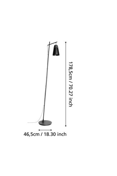 Eglo Floor lamp, gray and white ceramic lampshade, round base made of matte black metal, light source with ...