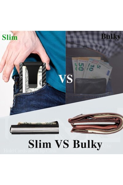 General Store Slim men's wallet, SA&SO General Store®, card holder and money clip, Carbon Fiber, Black