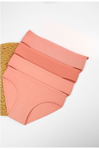 FUNELLA 4-Piece Women's Dusty Rose Colored Ribbed Underwear Set