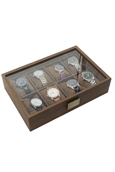 PUFO Elegant wooden box for storing and organizing 8 watches, Noble model, brown