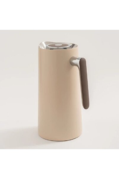 Dallaty 1L beige steel vacuum flask with wooden handle