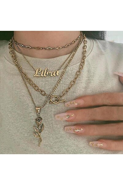 Pursehuit Colier cu 4 straturi, auriu, cu trandafir, Drina C12